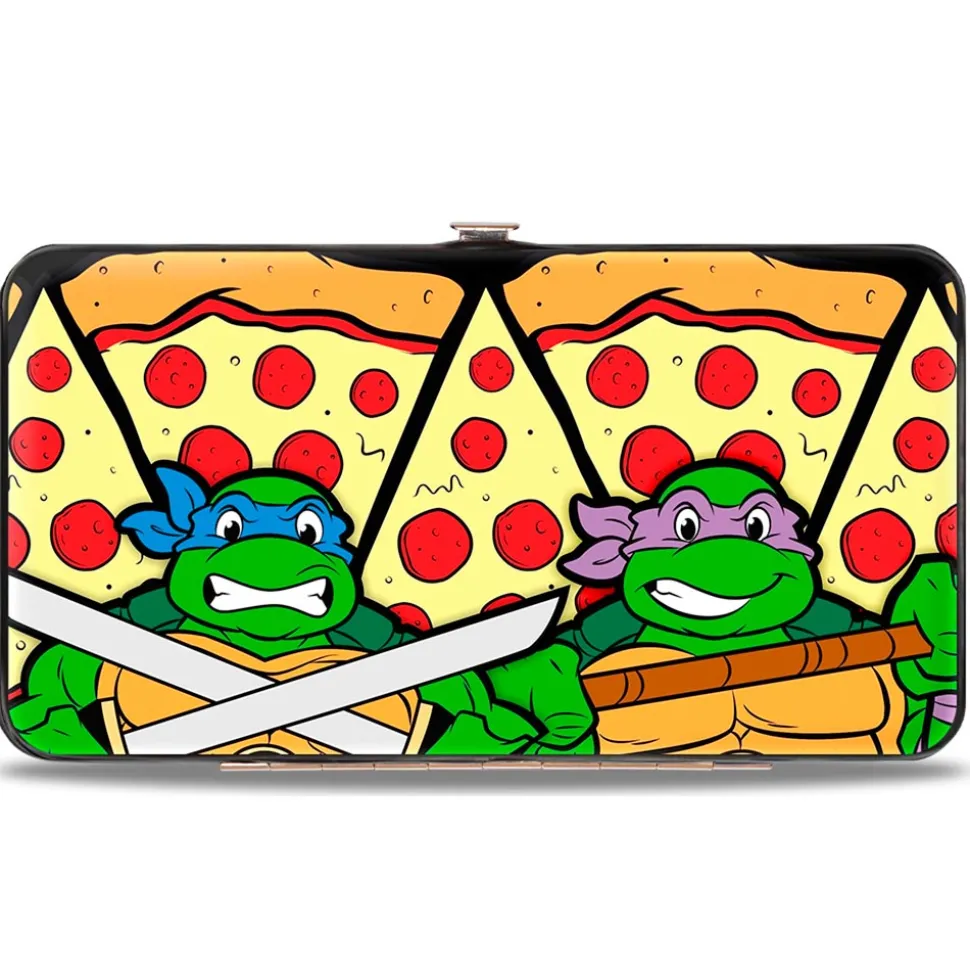 Hinged Wallet - Turtle Battle Poses Pizza