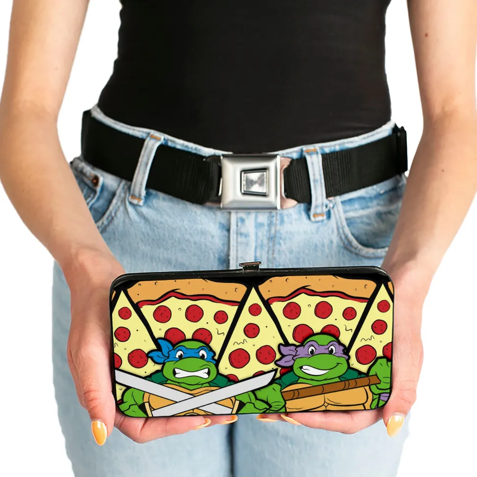 Hinged Wallet - Turtle Battle Poses Pizza