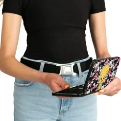 Hinged Wallet - Tweety Pose Sylvester the Cat Expressions Stacked Black White Red