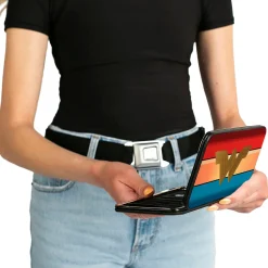 Hinged Wallet - Wonder Woman 2017 Icon Stripe Red Golds Blue