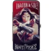 Hinged Wallet - Wonder Woman Deflection Pose FIGHT FOR JUSTICE-BE BRAVE AND FIERCE Weathered Reds/Blues