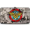 Hinged Wallet - Wonder Woman Logo Comic Scenes Grays Blue Red Yellow