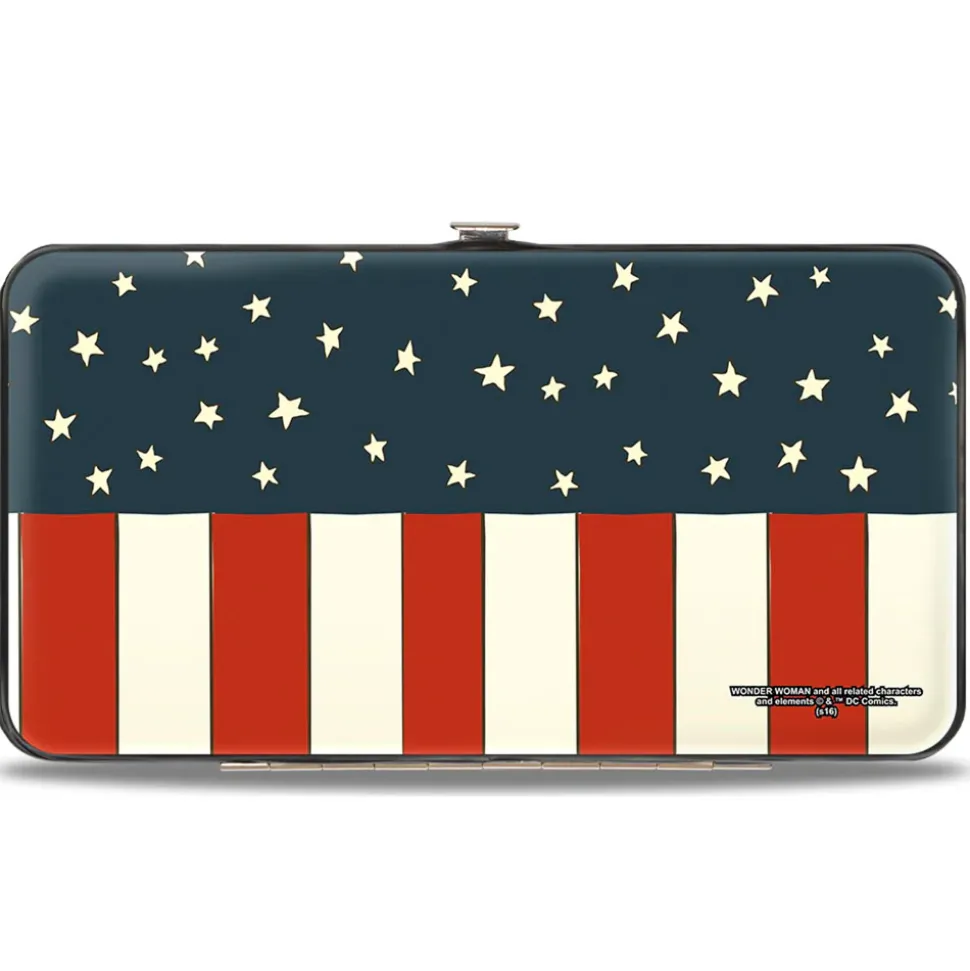 Hinged Wallet - WONDER WOMAN Logo Americana Red White Blue Yellow