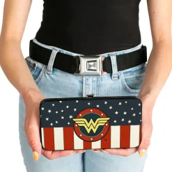 Hinged Wallet - WONDER WOMAN Logo Americana Red White Blue Yellow