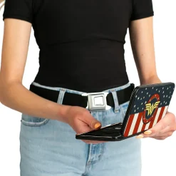 Hinged Wallet - WONDER WOMAN Logo Americana Red White Blue Yellow