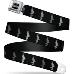 HOLLYWOOD UNDEAD Text Logo Full Color Black/White Seatbelt Belt - Hollywood Undead Dove & Grenade Icon Black/Grays Webbing