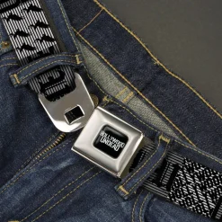 HOLLYWOOD UNDEAD Text Logo Full Color Black/White Seatbelt Belt - Hollywood Undead Logo Blocks Grays/Black Webbing