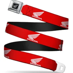 Honda Motorcycle Black Silver Seatbelt Belt - HONDA Motorcycle Logo Red/White Webbing