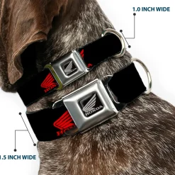 Honda Motorcycle Black Silver Seatbelt Buckle Collar - HONDA Motorcycle Logo Black/Red