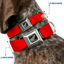 Honda Motorcycle Black/Silver Seatbelt Buckle Collar - HONDA Motorcycle Logo Red/White