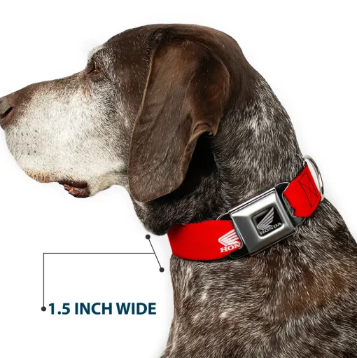 Honda Motorcycle Black/Silver Seatbelt Buckle Collar - HONDA Motorcycle Logo Red/White