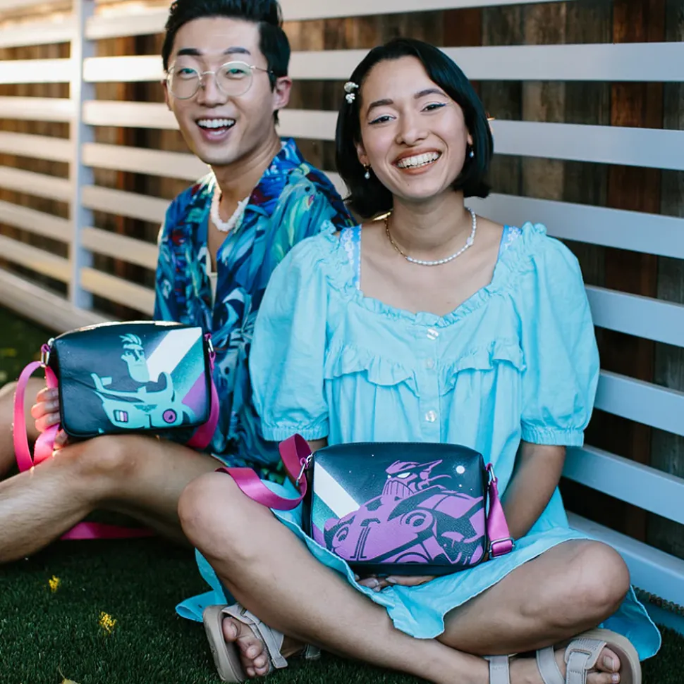 Horizontal Crossbody Wallet - Lightyear Zurg Silhouette Pose Black Purple Teal White