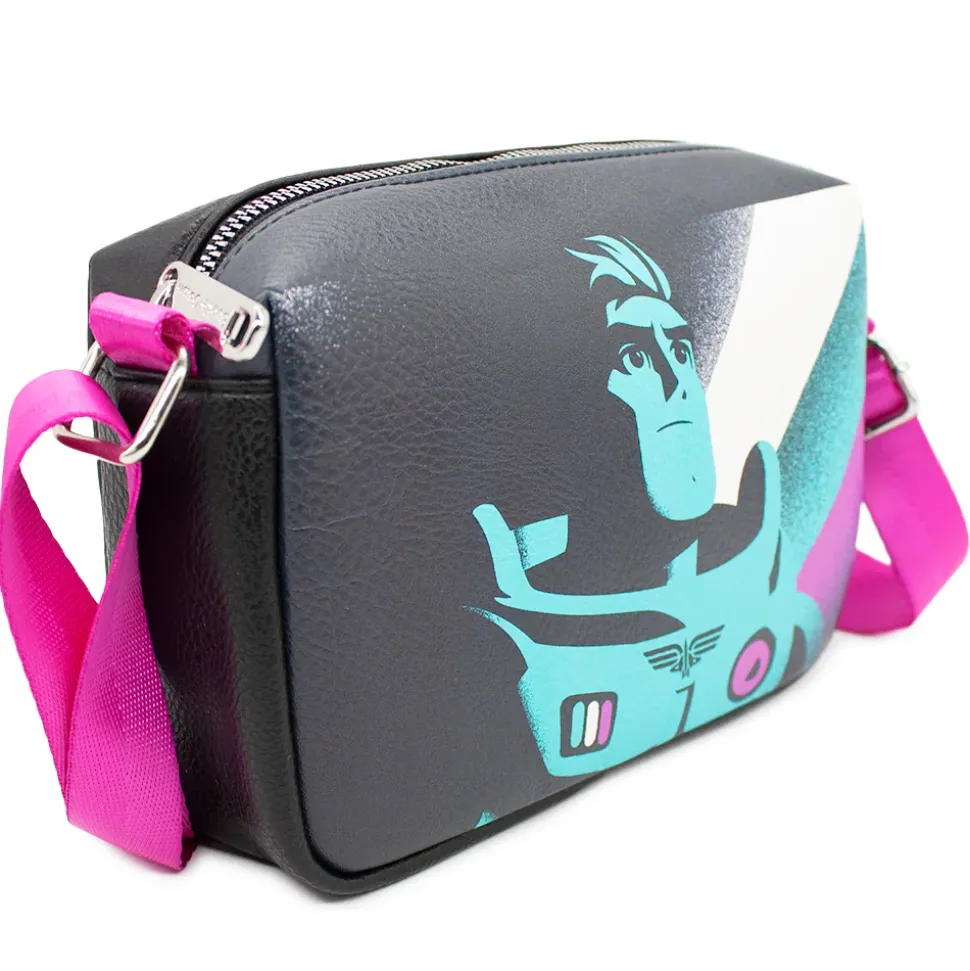 Horizontal Crossbody Wallet - Lightyear Buzz Silhouette Pose Black Teal Purple White