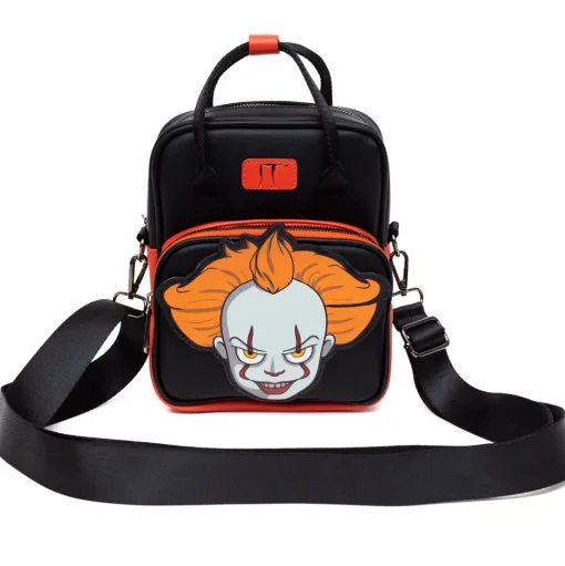 Horror Movies Vegan Leather Cross Body Backpack for Men and Women with Adjustable Strap, It Pennywise Smiling Face Applique