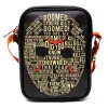 Horror Movies Vegan Leather Cross Body Backpack for Men and Women with Adjustable Strap, Friday the 13th Jason Hockey Mask Quotes Typography Black