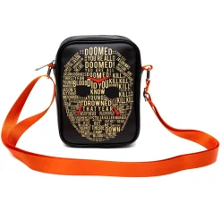 Horror Movies Vegan Leather Cross Body Backpack for Men and Women with Adjustable Strap, Friday the 13th Jason Hockey Mask Quotes Typography Black