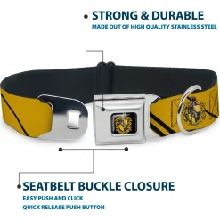 Hufflepuff Crest Full Color Seatbelt Buckle Collar - HUFFLEPUFF Crest/Stripe Yellow/Black