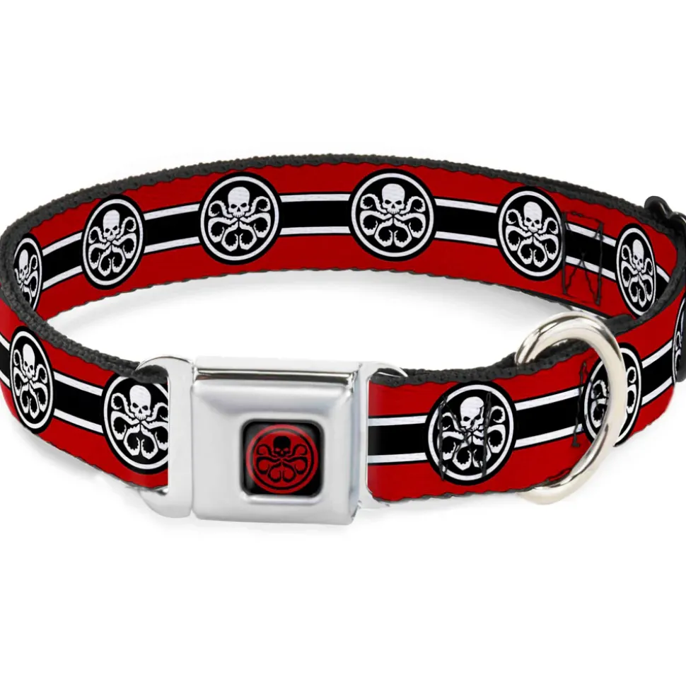 HYDRA Logo Full Color Black/Red Seatbelt Buckle Collar - HYDRA Logo/Stripe Red/Black/White