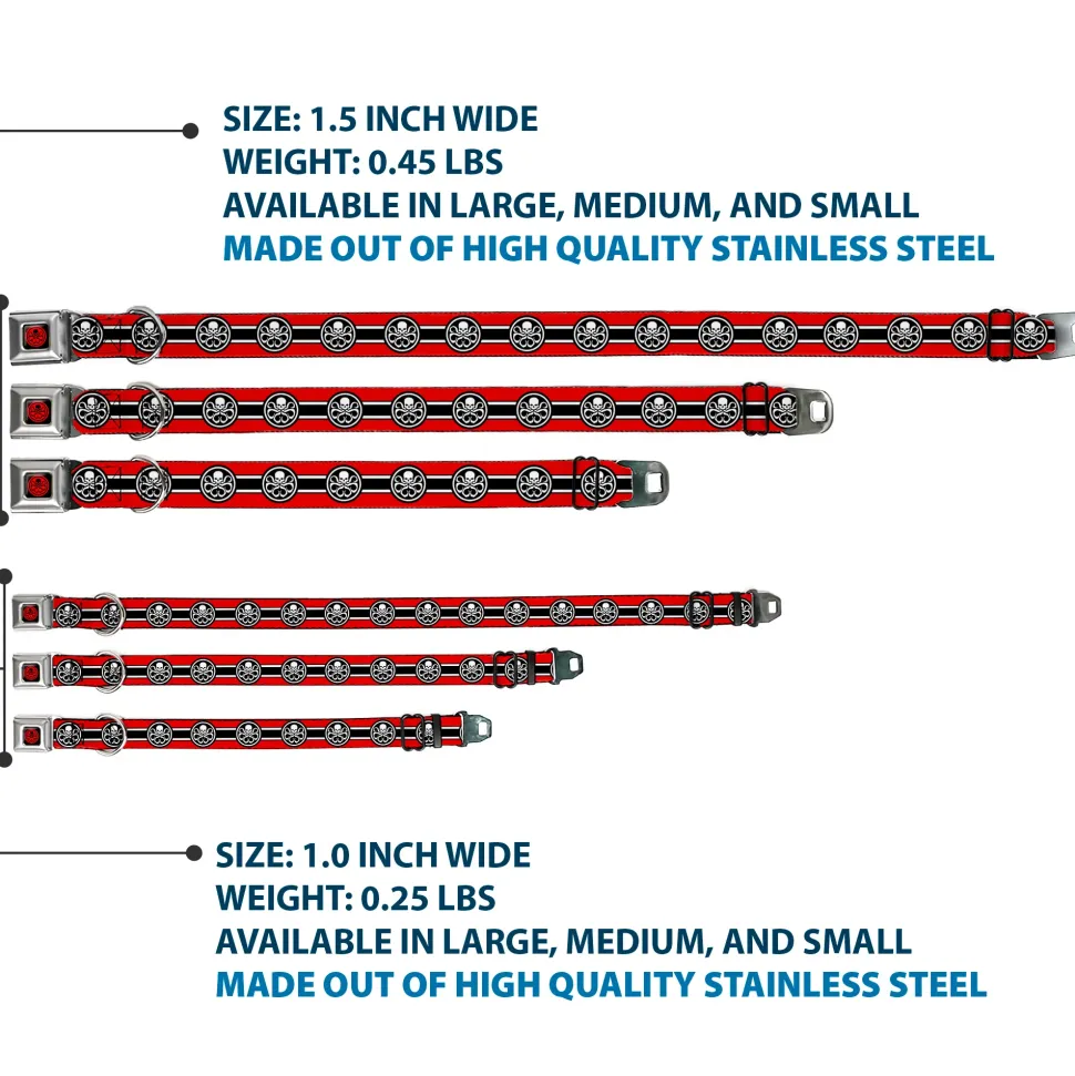 HYDRA Logo Full Color Black/Red Seatbelt Buckle Collar - HYDRA Logo/Stripe Red/Black/White