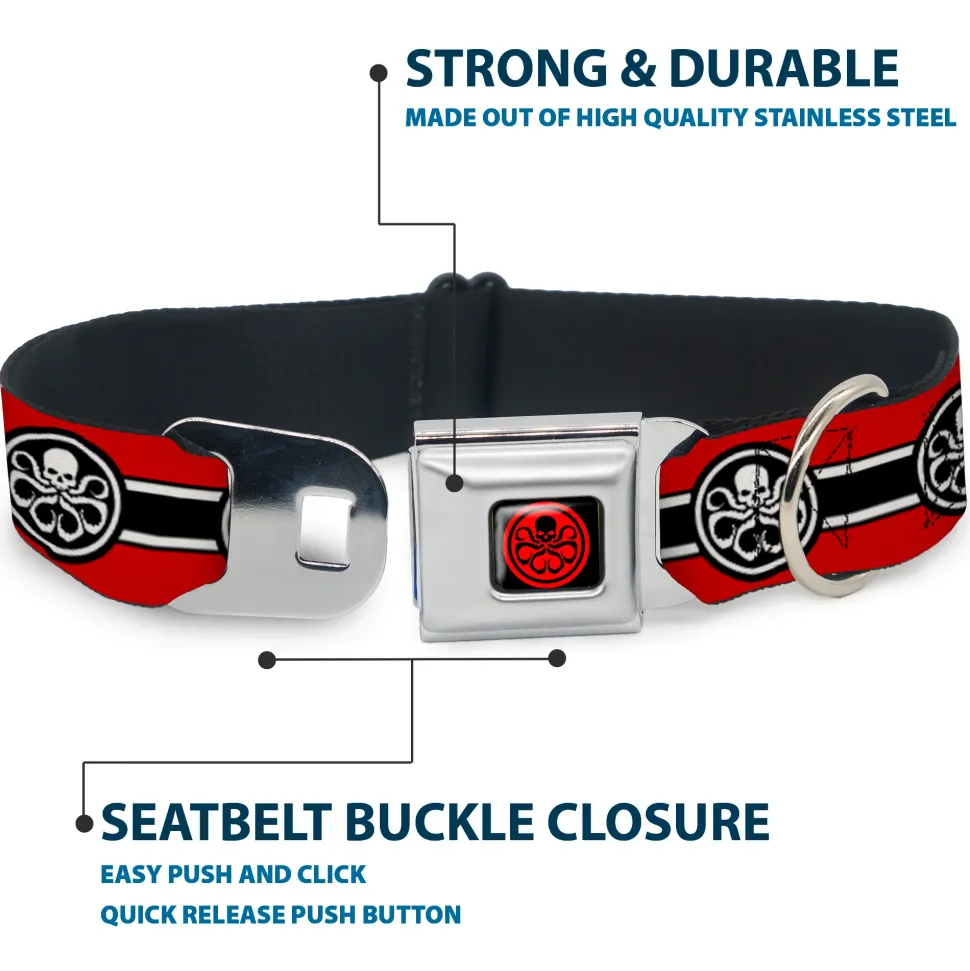 HYDRA Logo Full Color Black/Red Seatbelt Buckle Collar - HYDRA Logo/Stripe Red/Black/White