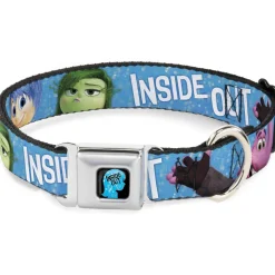 INSIDE OUT/Riley Silhouette Full Color Black/Sparkle Blue Seatbelt Buckle Collar - INSIDE OUT 6-Character Pose Sparkle Blue/White