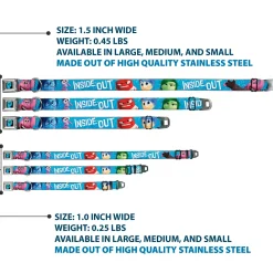 INSIDE OUT/Riley Silhouette Full Color Black/Sparkle Blue Seatbelt Buckle Collar - INSIDE OUT 6-Character Pose Sparkle Blue/White