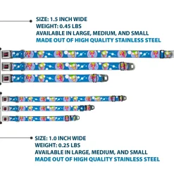 INVADER ZIM Title Logo Full Color Pink/Green Seatbelt Buckle Collar - Invader Zim and GIR Poses and Planets Blue/White