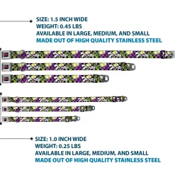 INVADER ZIM Title Logo Full Color Pink/Green Seatbelt Buckle Collar - Invader Zim GIR DOOM Pose Checker Black/Gray