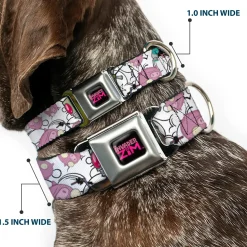 INVADER ZIM Title Logo Full Color Pink/Green Seatbelt Buckle Collar - Invader Zim GIR and Piggy Doddles White/Black