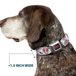 INVADER ZIM Title Logo Full Color Pink/Green Seatbelt Buckle Collar - Invader Zim GIR and Piggy Doddles White/Black