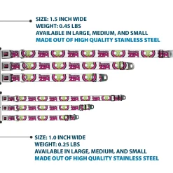 INVADER ZIM Title Logo Full Color Pink/Green Seatbelt Buckle Collar - INVADER ZIM Title Logo and GIR Pose Close-Up White/Pinks