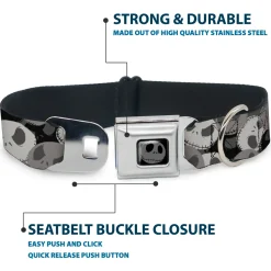 Jack Expression5 Black Silver Seatbelt Buckle Collar - Nightmare Before Christmas Jack Expression Stacked Black/Grays