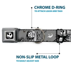 Jack Expression7 Full Color Seatbelt Buckle Collar - NBC Jack & Sally Cemetery Scene Gray/Black/White