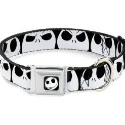 Jack Expression2 Full Color Seatbelt Buckle Collar - Nightmare Before Christmas 7-Jack Expressions CLOSE-UP Black/White