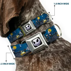 Jack Expression6 Full Color Seatbelt Buckle Collar - Nightmare Before Christmas Jack, Zombie Duck & Zero Cemetery Scene