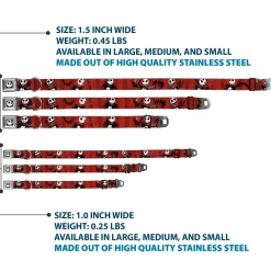 Jack Expression5 Full Color Seatbelt Buckle Collar - Nightmare Before Christmas Jack Poses/Bats Red Stripe