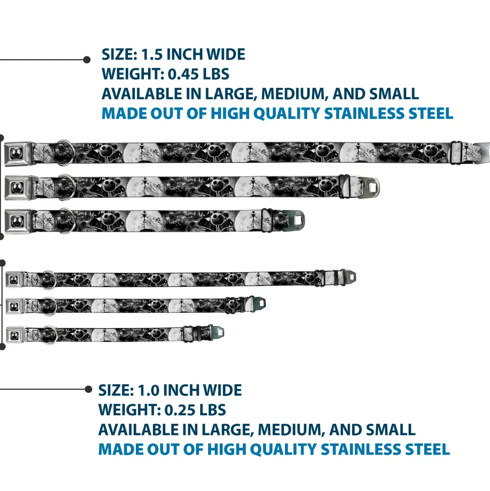 Jack Moon Oogie Boogie Face Full Color Black Grays Seatbelt Buckle Collar - Jack & Oogie Boogie Scenes Grays