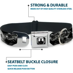 Jack Moon Oogie Boogie Face Full Color Black Grays Seatbelt Buckle Collar - Jack & Oogie Boogie Scenes Grays