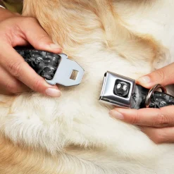 Jack Moon Oogie Boogie Face Full Color Black Grays Seatbelt Buckle Collar - Jack & Oogie Boogie Scenes Grays