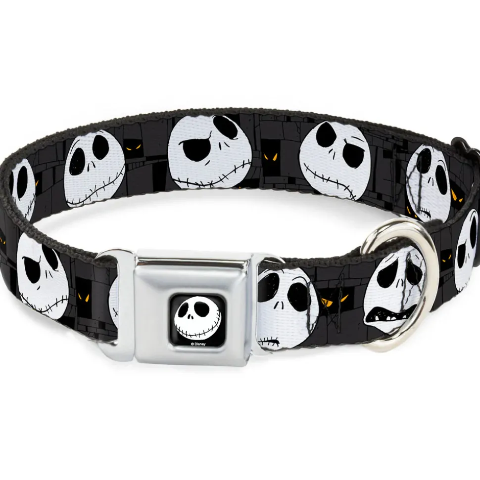 Jack Smile Full Color Seatbelt Buckle Collar - Nightmare Before Christmas Jack Expressions Gray
