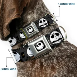 Jack Smile Full Color Seatbelt Buckle Collar - Nightmare Before Christmas Jack Expressions Gray