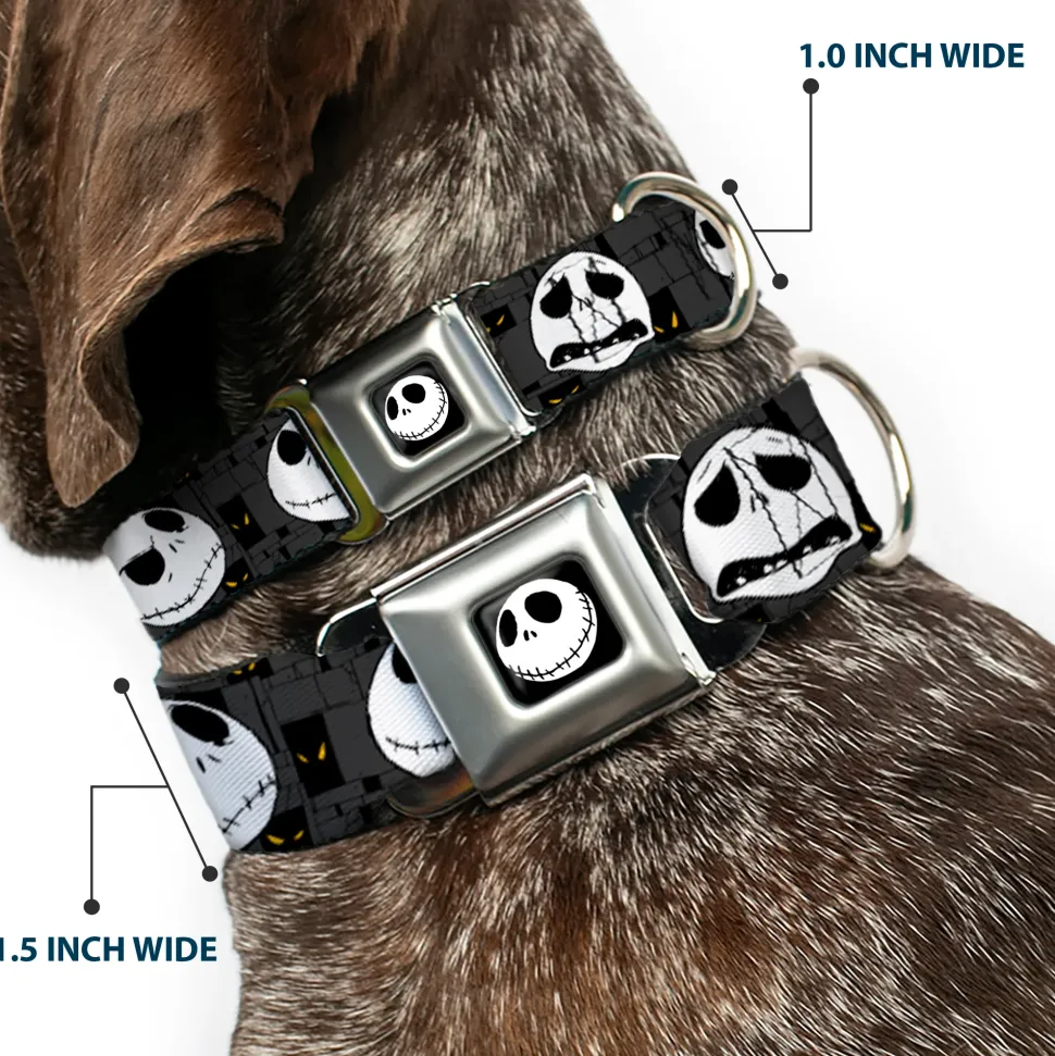 Jack Smile Full Color Seatbelt Buckle Collar - Nightmare Before Christmas Jack Expressions Gray