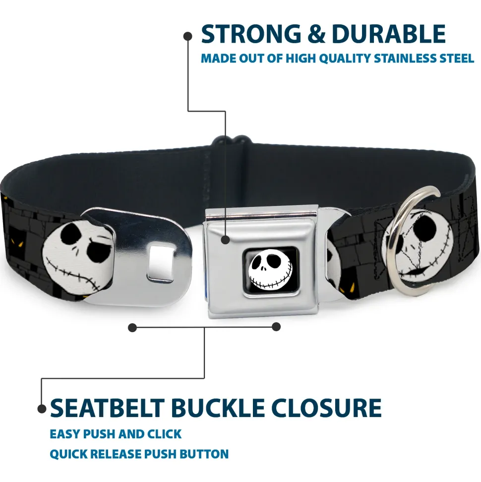 Jack Smile Full Color Seatbelt Buckle Collar - Nightmare Before Christmas Jack Expressions Gray