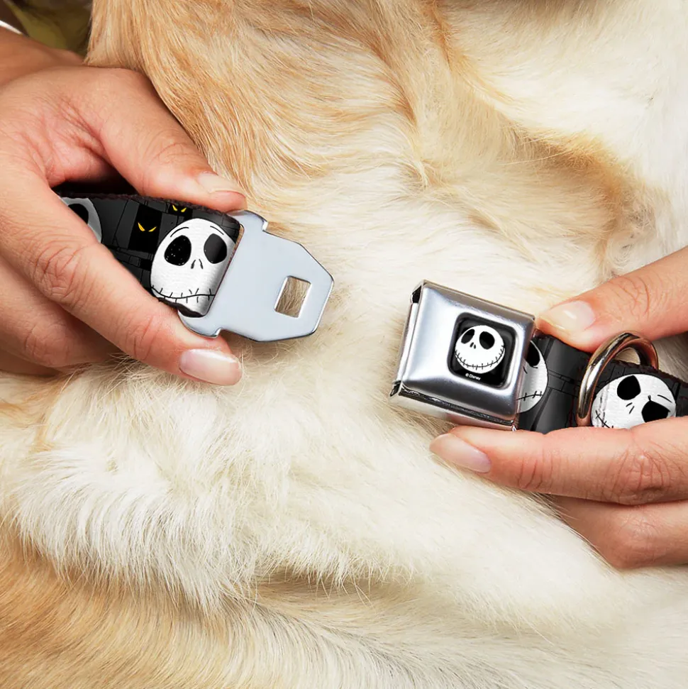 Jack Smile Full Color Seatbelt Buckle Collar - Nightmare Before Christmas Jack Expressions Gray