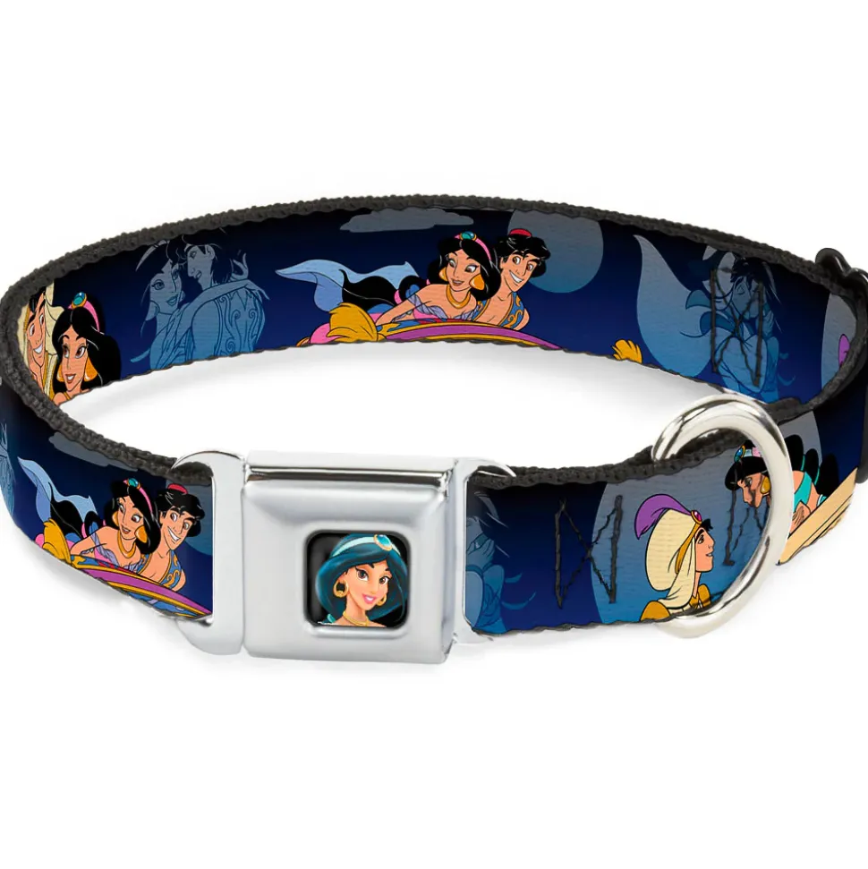 Jasmine CLOSE-UP Full Color Seatbelt Buckle Collar - Aladdin & Jasmine Scenes