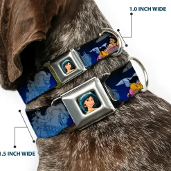 Jasmine CLOSE-UP Full Color Seatbelt Buckle Collar - Aladdin & Jasmine Scenes