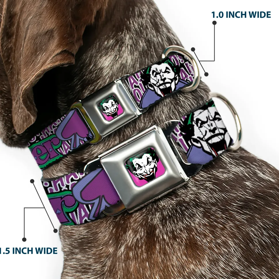 Joker Face Full Color Seatbelt Buckle Collar - Joker Face/Logo/Spades Black/White/Purple