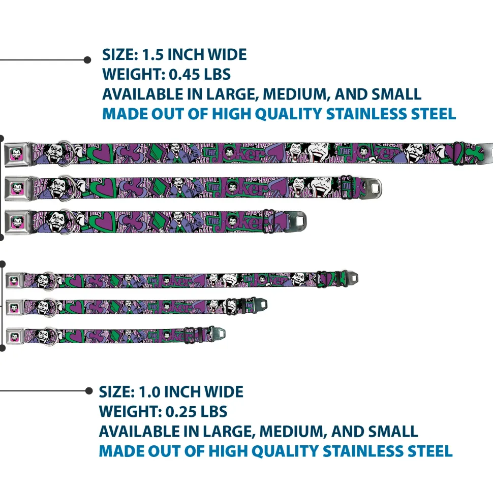 Joker Face Full Color Seatbelt Buckle Collar - Joker Face/Logo/Spades Black/White/Purple