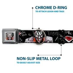 Joker Face Stare Seatbelt Buckle Collar - Joker BRILLIANTLY TWISTED PSYCHO 2-Poses/Cards Black/Grays