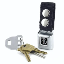Keychain - FORD MUSTANG Tri-Bar Logo Black White Silver Red Blue